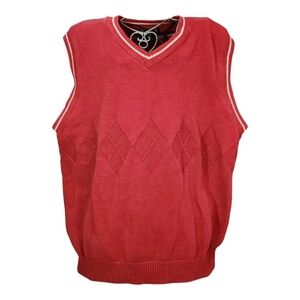 J. Riggins Vintage Sportwear Sweater Vest - Red Argyle Knit - Men’s Large